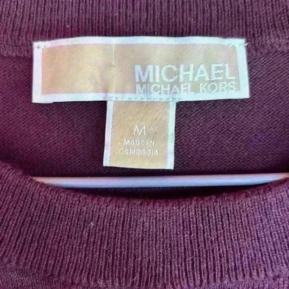 Michael Kors long sleeve crew neck burgundy tunic pullover sweater - Picture 3 of 8